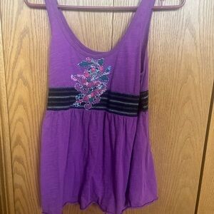 Free People Purple Embroidered Tank Top Sz med 
Good condition